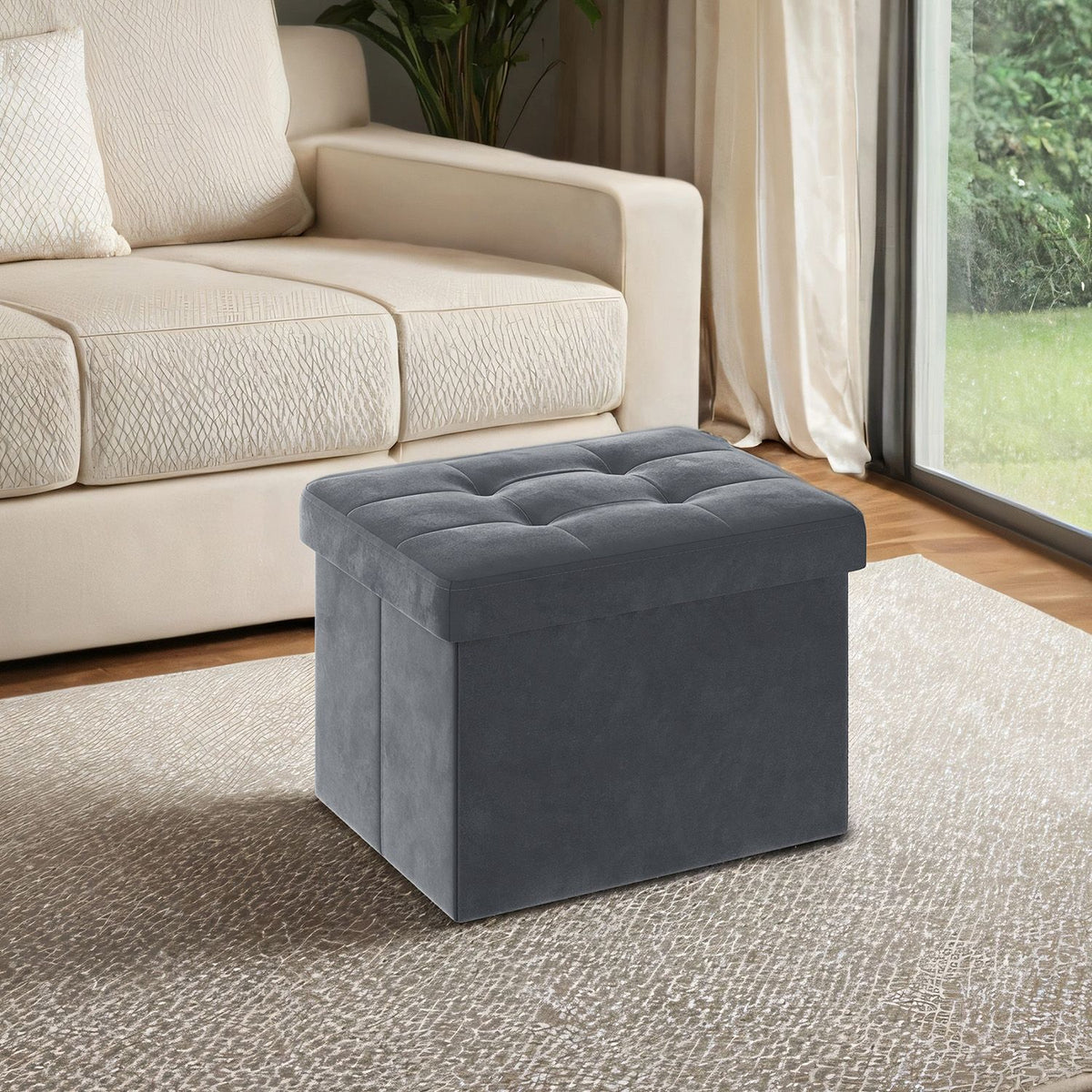 Foldable Storage Ottoman Footrest For Living Room Bedroom And Dorm - product photo 11