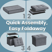 Foldable Storage Ottoman Footrest For Living Room Bedroom And Dorm - product photo 14