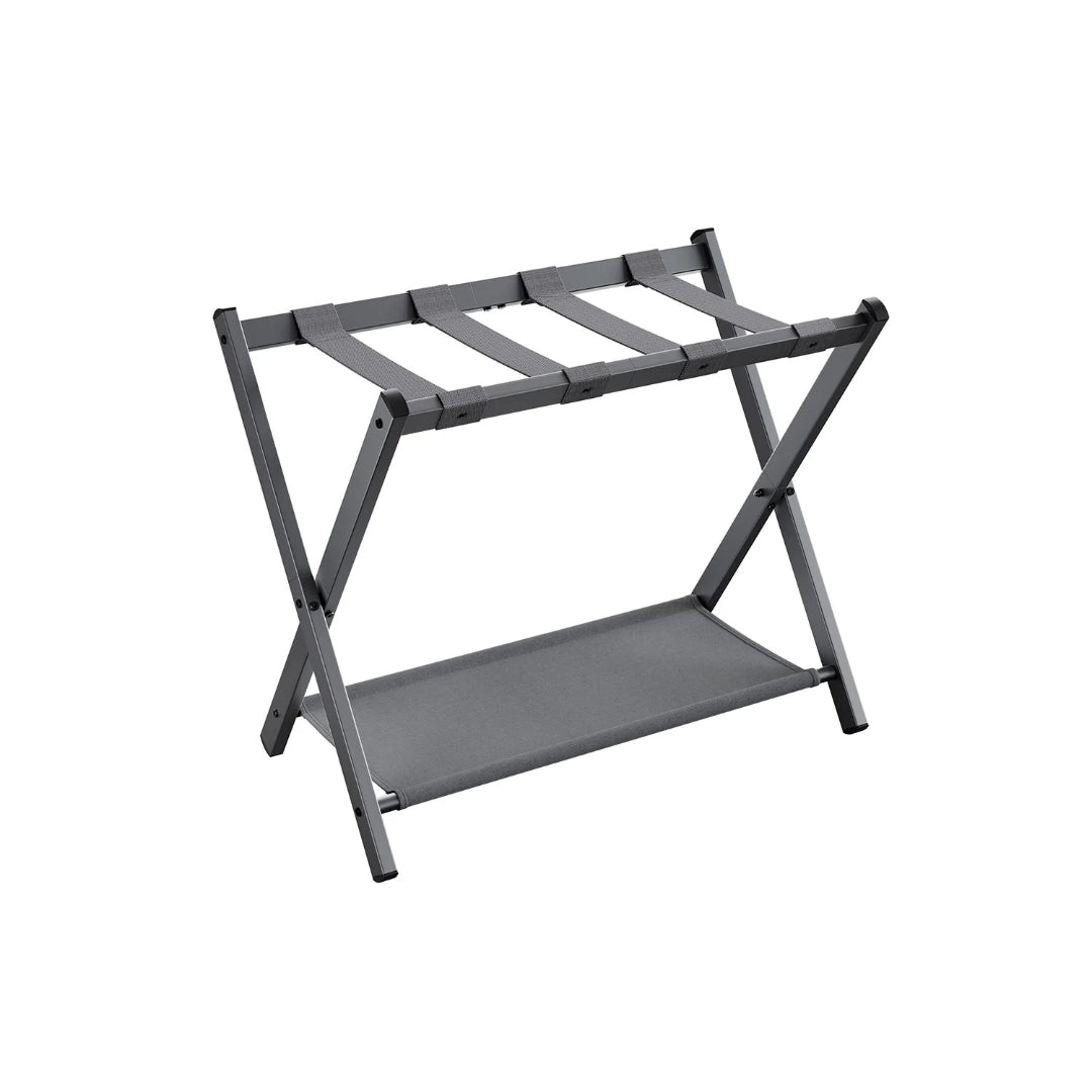 Folding Luggage Rack With Shelf Steel Suitcase Stand – product view 3 | Amaraloft