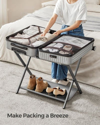 Folding Luggage Rack With Shelf Steel Suitcase Stand – product view 7 | Amaraloft