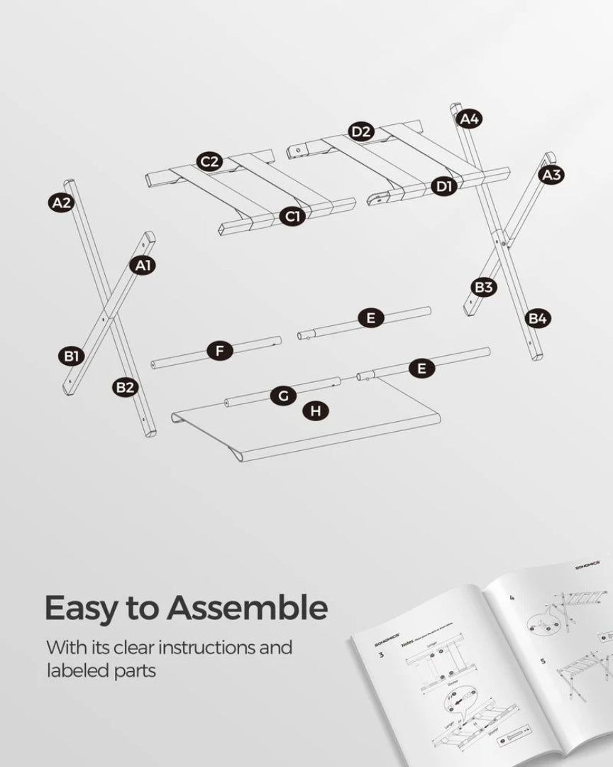 Folding Luggage Rack With Shelf Steel Suitcase Stand – product view 10 | Amaraloft