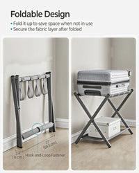 Folding Luggage Rack With Shelf Steel Suitcase Stand – product view 11 | Amaraloft
