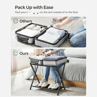 Folding Luggage Rack With Shelf Steel Suitcase Stand – product view 13 | Amaraloft