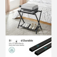 Folding Luggage Rack With Shelf Steel Suitcase Stand – product view 14 | Amaraloft