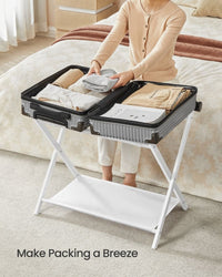 Folding Luggage Rack With Shelf Steel Suitcase Stand – product view 19 | Amaraloft
