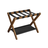 Folding Luggage Rack With Storage Shelf Bamboo Suitcase Stand – product view 2 | Amaraloft