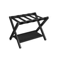 Folding Luggage Rack With Storage Shelf Bamboo Suitcase Stand – product view 4 | Amaraloft