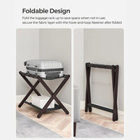 Folding Luggage Rack With Storage Shelf Bamboo Suitcase Stand – product view 8 | Amaraloft