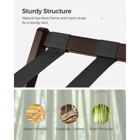 Folding Luggage Rack With Storage Shelf Bamboo Suitcase Stand – product view 9 | Amaraloft