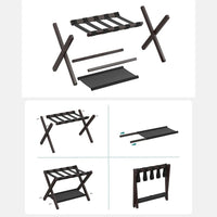 Folding Luggage Rack With Storage Shelf Bamboo Suitcase Stand – product view 11 | Amaraloft