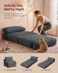 Folding Sofa Bed Convertible Chair Bed With Pillow Sleeper Chair - product photo 04