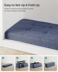 Folding Storage Ottoman Bench With Lid, 30 Or 43 Inch Storage Seat - product photo 100