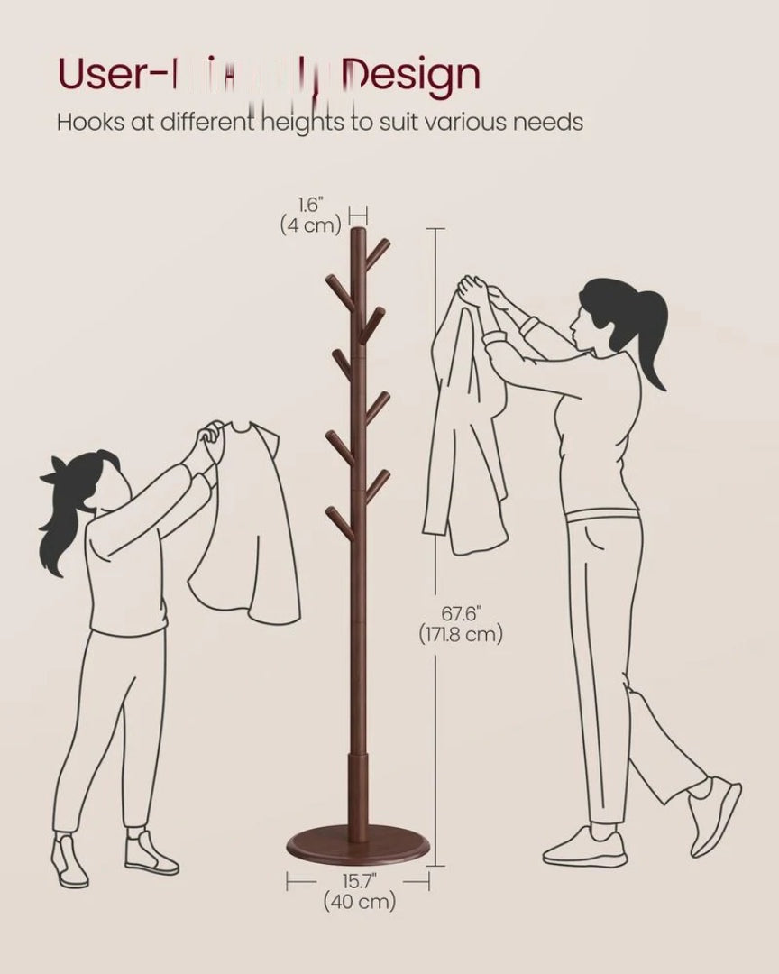 Solid Wood Coat Rack With 7 Hooks – product view 7 | Amaraloft