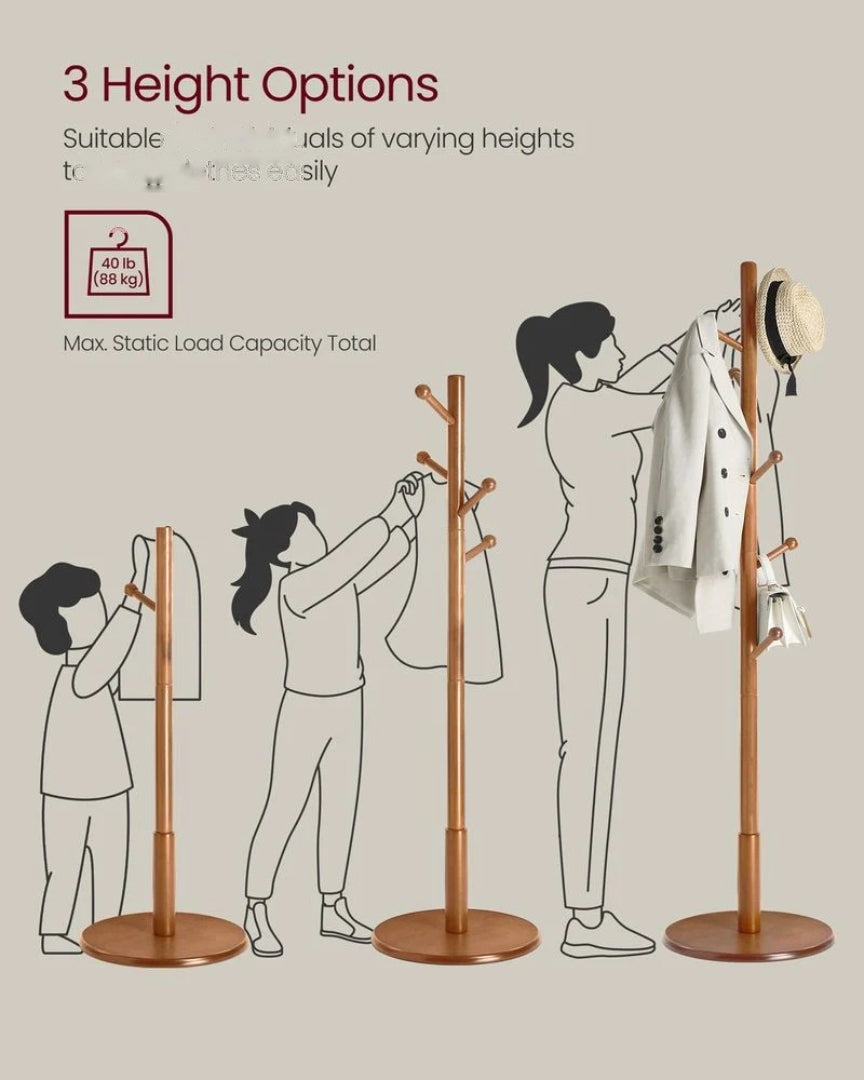 Solid Wood Coat Rack With 7 Hooks – product view 11 | Amaraloft