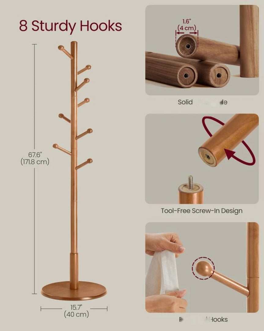 Solid Wood Coat Rack With 7 Hooks – product view 12 | Amaraloft