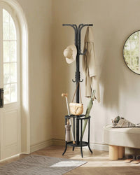 Freestanding Coat Rack With Umbrella Holder & 12 Hooks – product view 3 | Amaraloft