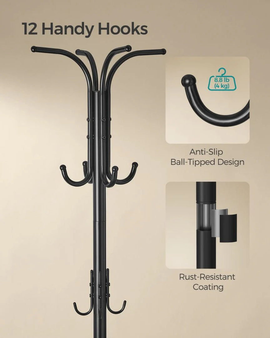 Freestanding Coat Rack With Umbrella Holder & 12 Hooks – product view 6 | Amaraloft
