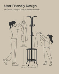 Freestanding Coat Rack With Umbrella Holder & 12 Hooks – product view 7 | Amaraloft