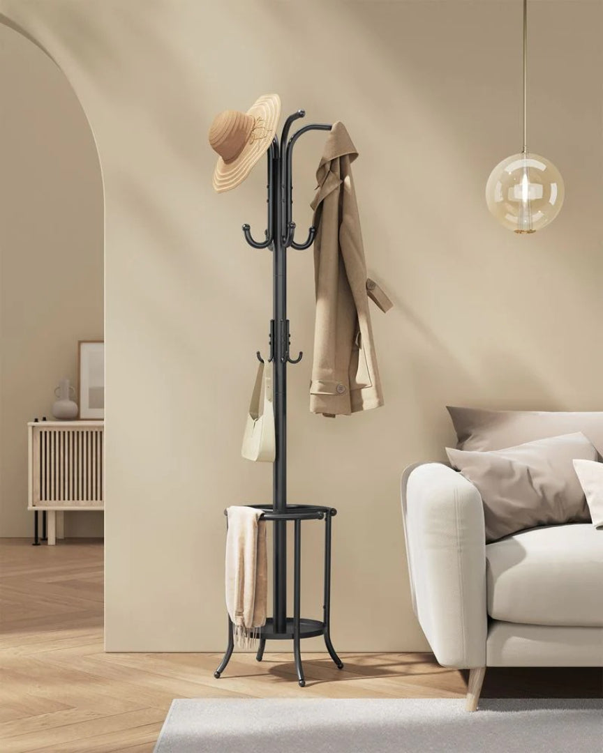 Freestanding Coat Rack With Umbrella Holder & 12 Hooks – product view 8 | Amaraloft