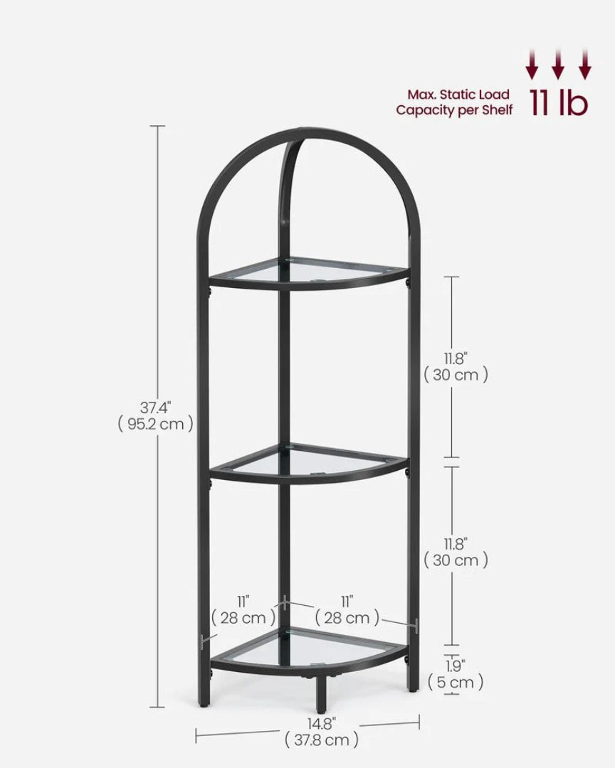 Glass Corner Shelf Stand 3 Or 5 Tier Storage Display Shelf – product view 15 | Amaraloft