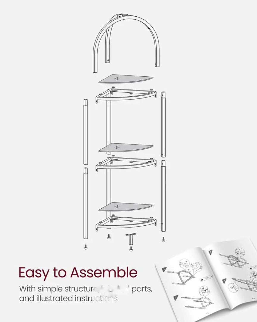 Glass Corner Shelf Stand 3 Or 5 Tier Storage Display Shelf – product view 16 | Amaraloft