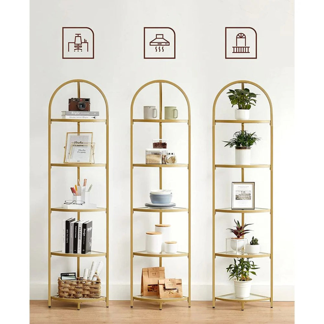 Glass Corner Shelf Stand 3 Or 5 Tier Storage Display Shelf – product view 19 | Amaraloft