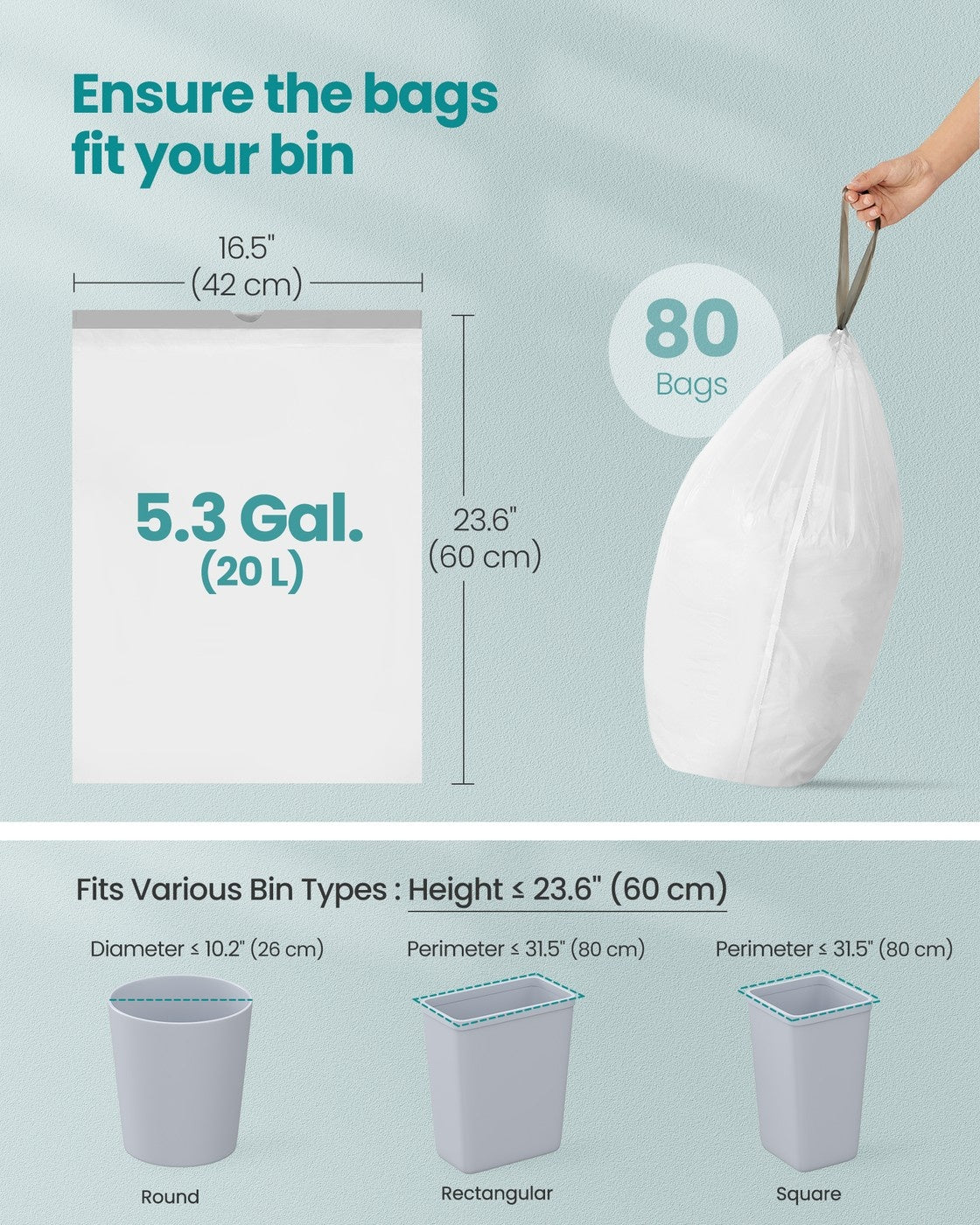Heavy-Duty Garbage Bags With Drawstrings - product photo 06