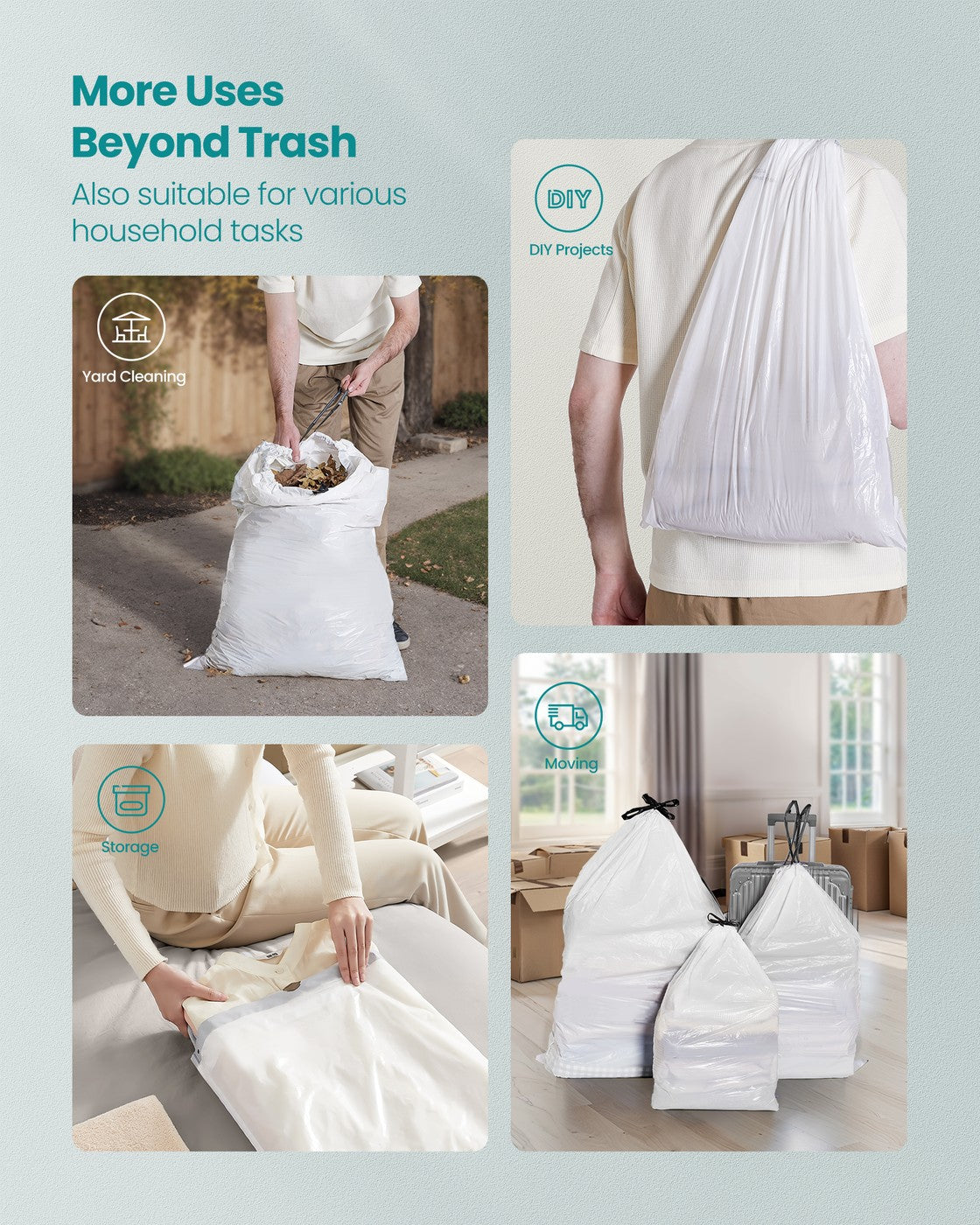 Heavy-Duty Garbage Bags With Drawstrings - product photo 18