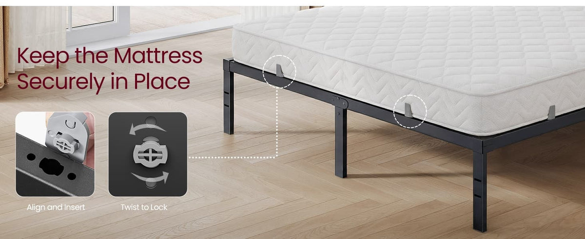 Heavy Duty Metal Bed Frame With Under Bed Storage, 550 lb Capacity - product photo 37