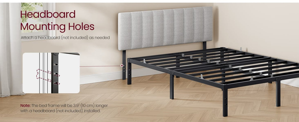 Heavy Duty Metal Bed Frame With Under Bed Storage, 550 lb Capacity - product photo 39