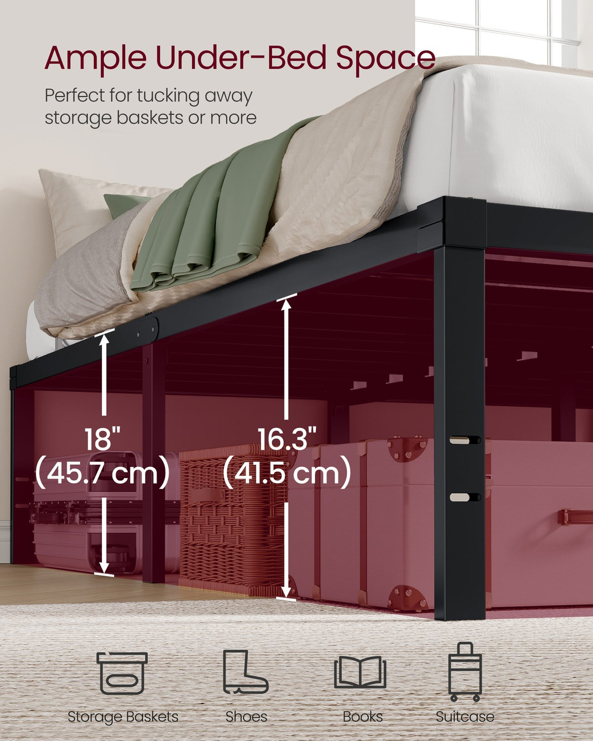 Heavy Duty Metal Bed Frame With Underbed Storage - product photo 18