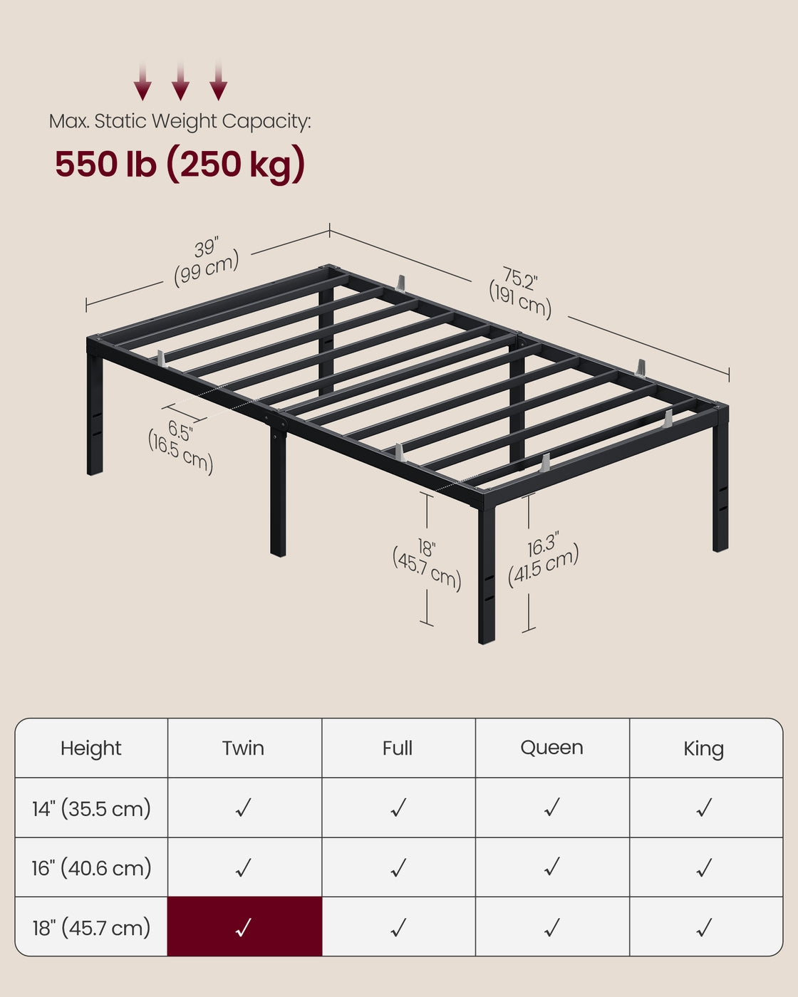 Heavy Duty Metal Bed Frame With Underbed Storage - product photo 24