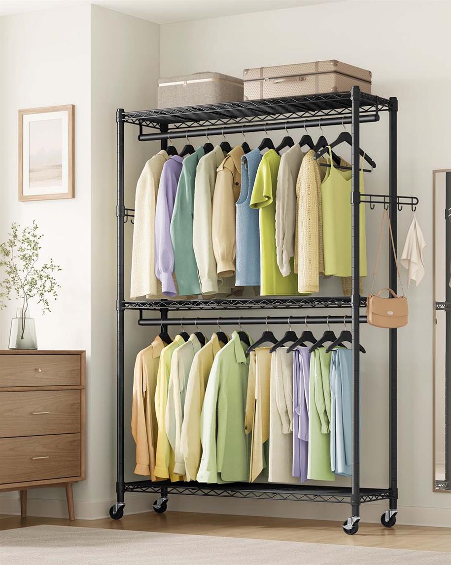 Heavy-Duty Rolling Clothes Rack - product photo 02