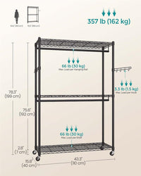 Heavy-Duty Rolling Clothes Rack - product photo 06