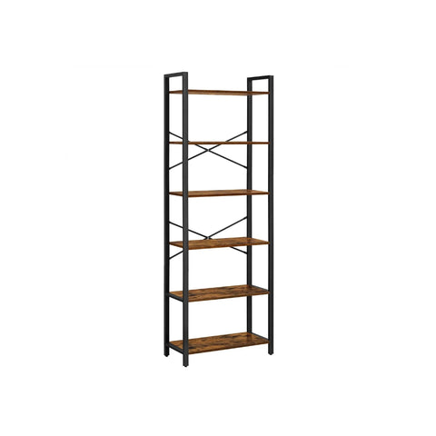 6 Tier Industrial Bookshelf With Steel Frame – product view 1 | Amaraloft