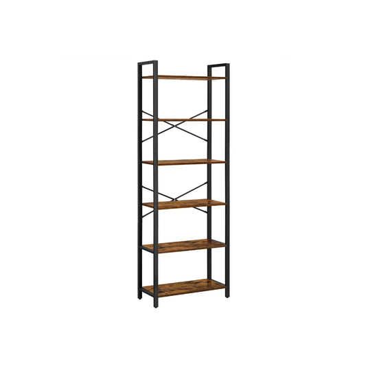 6 Tier Industrial Bookshelf With Steel Frame – product view 1 | Amaraloft