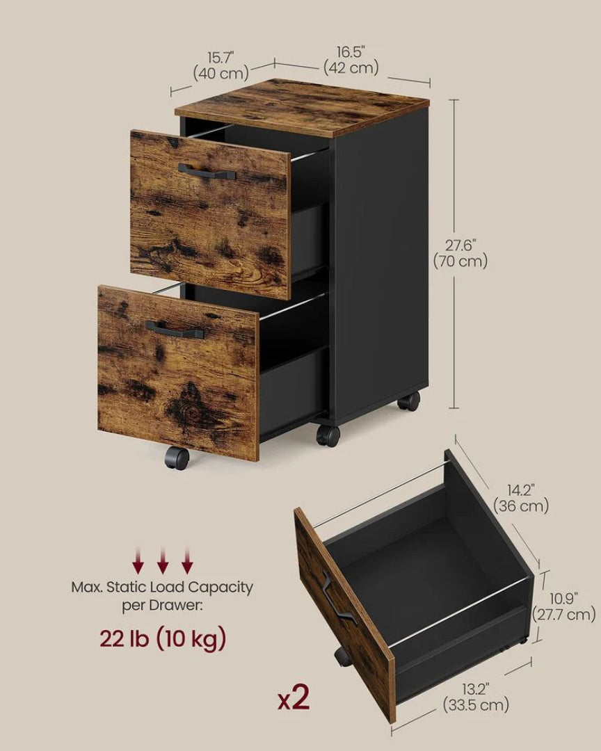 2 Drawer Rolling File Cabinet With Lockable Wheels – product view 10 | Amaraloft