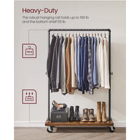 Industrial Pipe Garment Rack With Lockable Wheels And Shelf - product photo 19