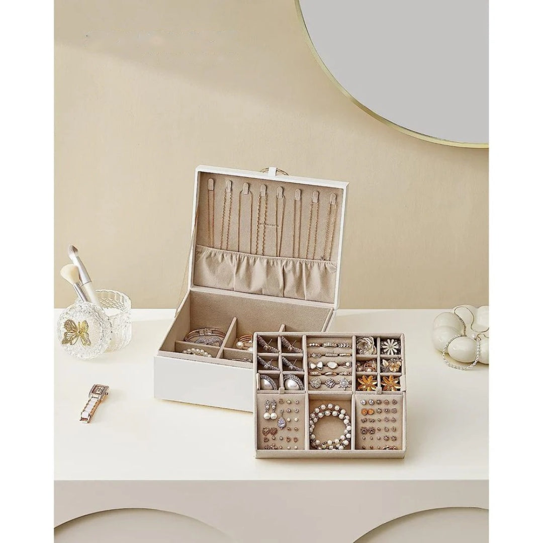 Jewelry Box Organizer With Handle 2 Layer Storage – product view 7 | Amaraloft