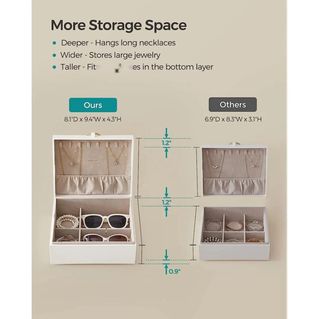 Jewelry Box Organizer With Handle 2 Layer Storage – product view 9 | Amaraloft