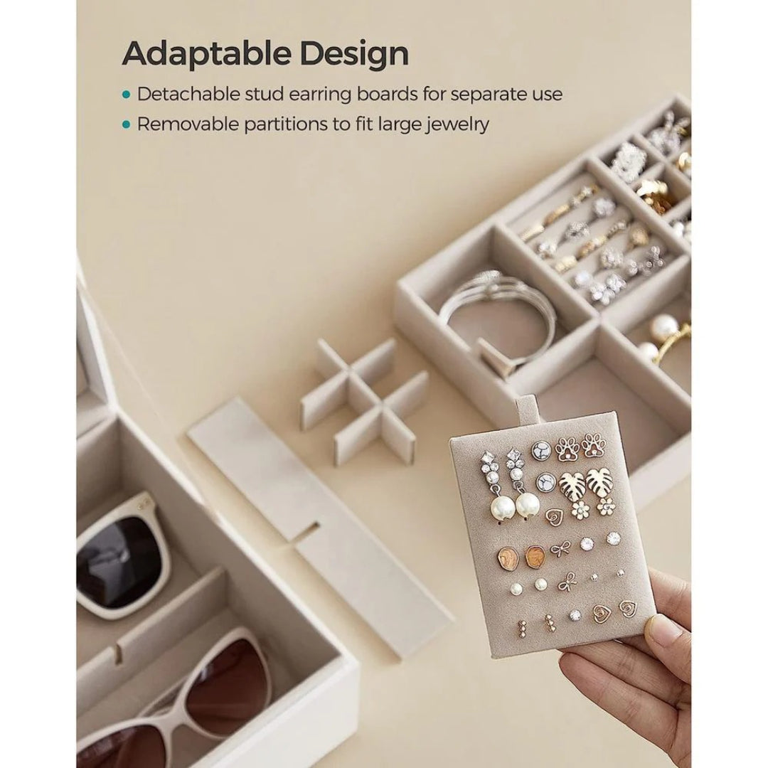 Jewelry Box Organizer With Handle 2 Layer Storage – product view 10 | Amaraloft