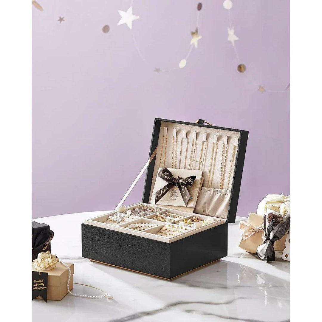 Jewelry Box Organizer With Handle 2 Layer Storage – product view 16 | Amaraloft