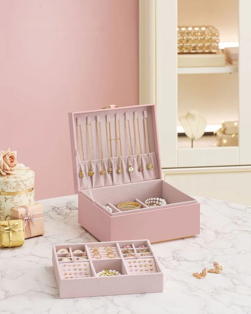 Jewelry Box Organizer With Handle 2 Layer Storage – product view 21 | Amaraloft