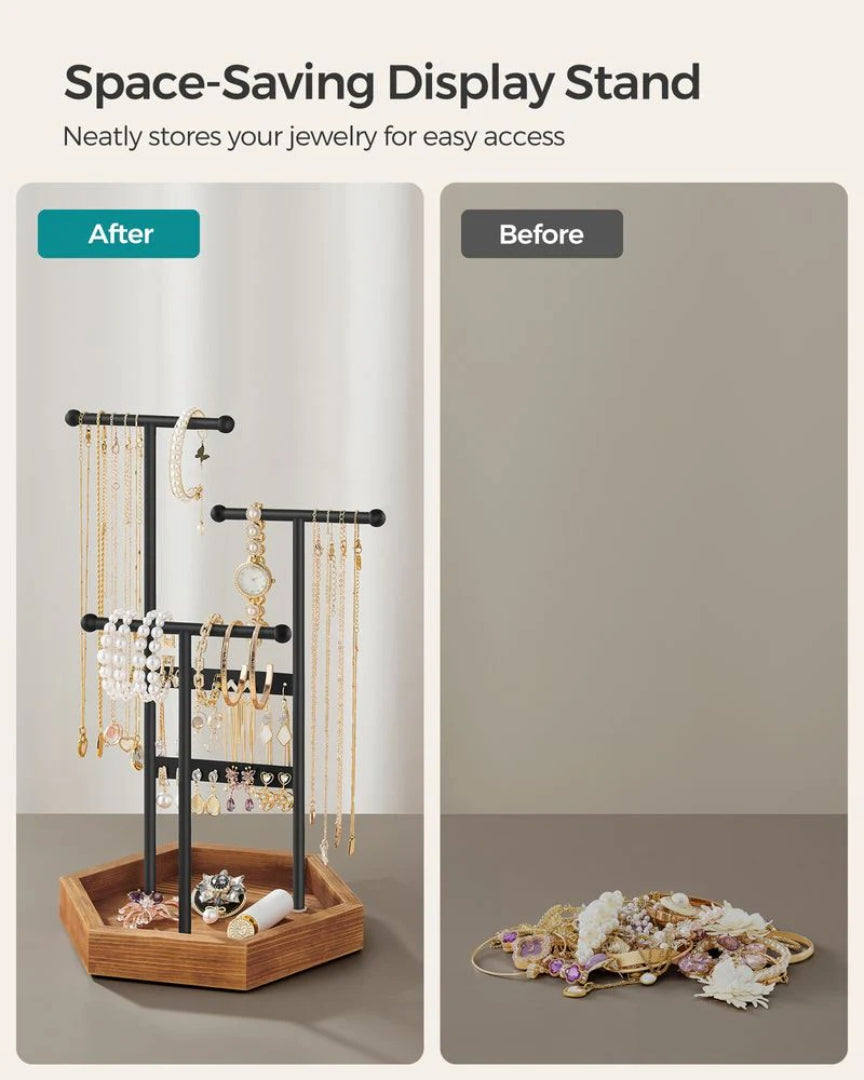 Jewelry Holder Stand With Metal Frame And Tray – product view 12 | Amaraloft