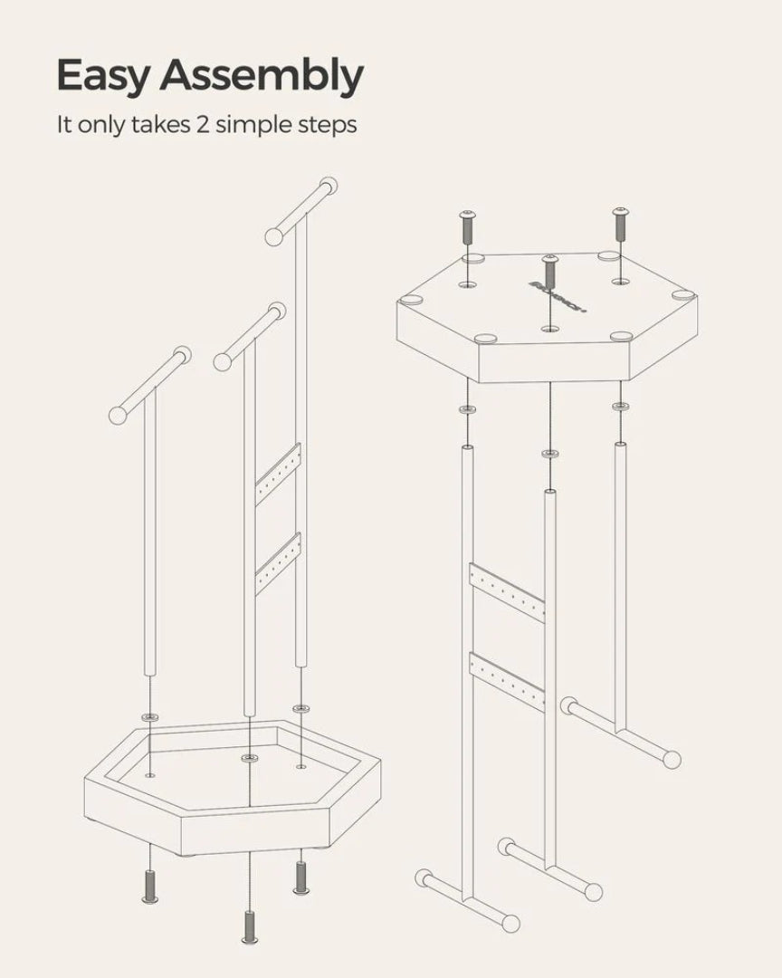 Jewelry Holder Stand With Metal Frame And Tray – product view 13 | Amaraloft