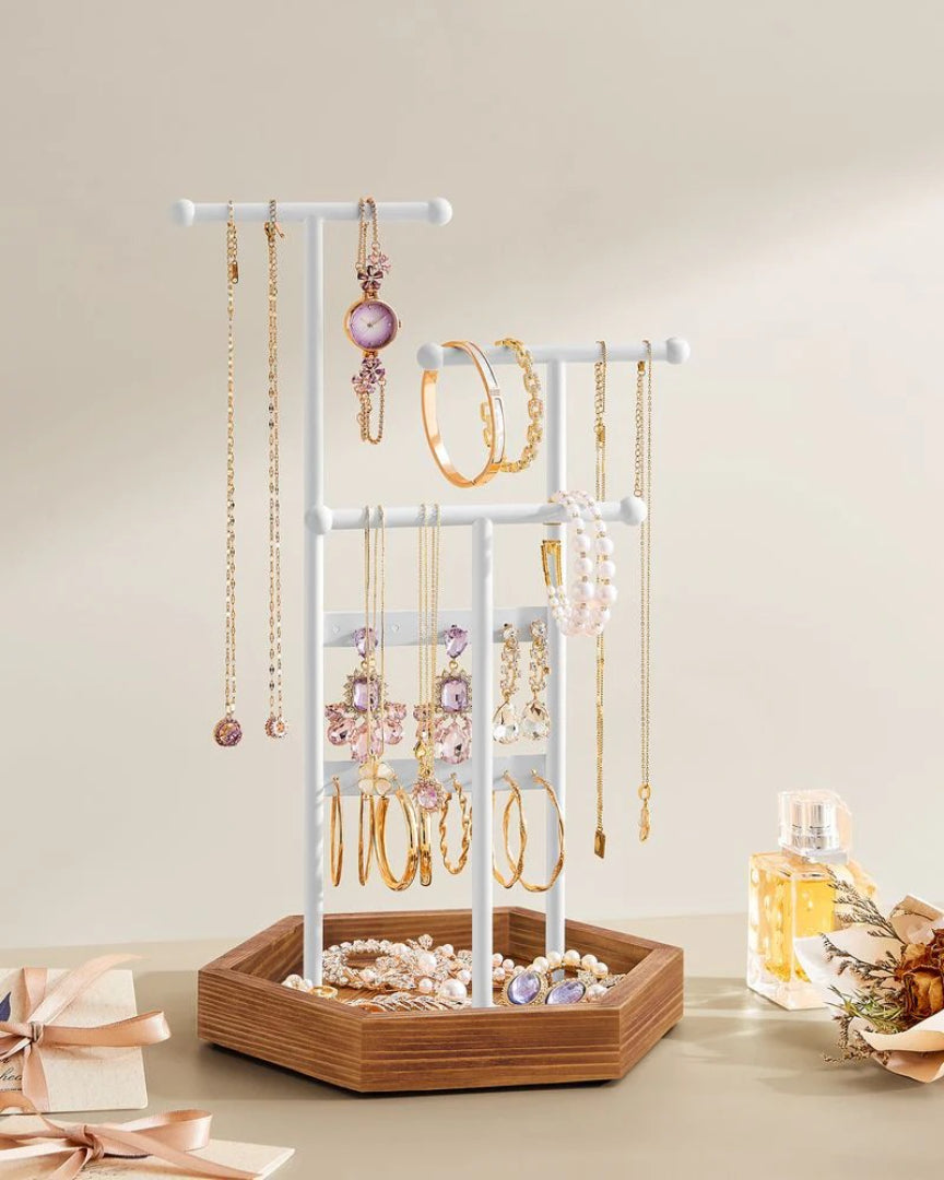 Jewelry Holder Stand With Metal Frame And Tray – product view 15 | Amaraloft
