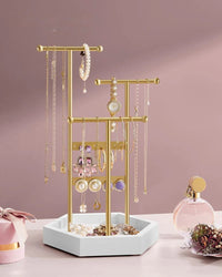 Jewelry Holder Stand With Metal Frame And Tray – product view 16 | Amaraloft