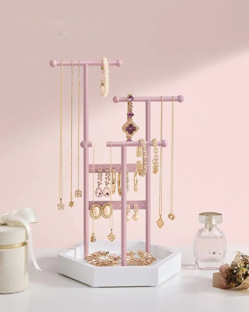 Jewelry Holder Stand With Metal Frame And Tray – product view 17 | Amaraloft