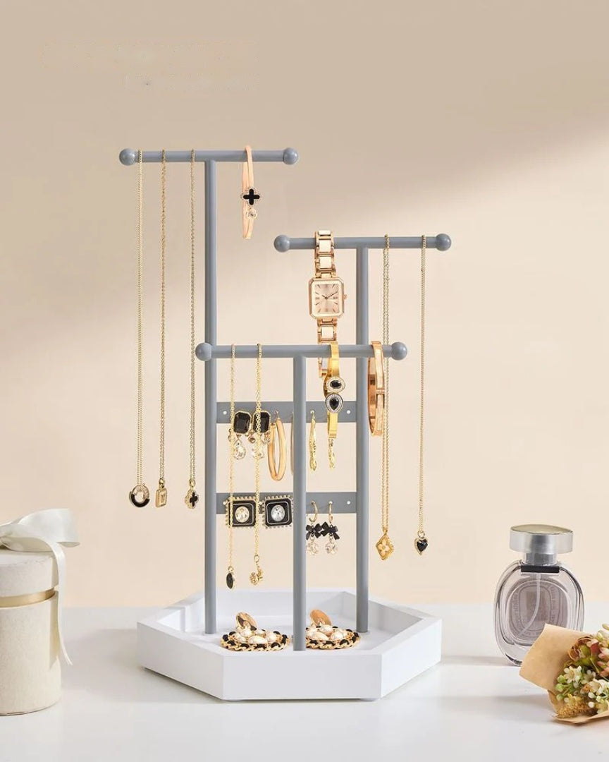 Jewelry Holder Stand With Metal Frame And Tray – product view 19 | Amaraloft