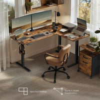 L Shaped Electric Standing Desk With Power Outlets – product view 3 | Amaraloft